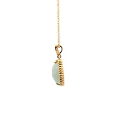 10K Gold Round Cut Jadeite and Diamond Pendant - yellow gold