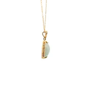 10K Gold Round Cut Jadeite and Diamond Pendant - yellow gold