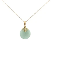 10K Gold Jadeite And Diamond Pendant