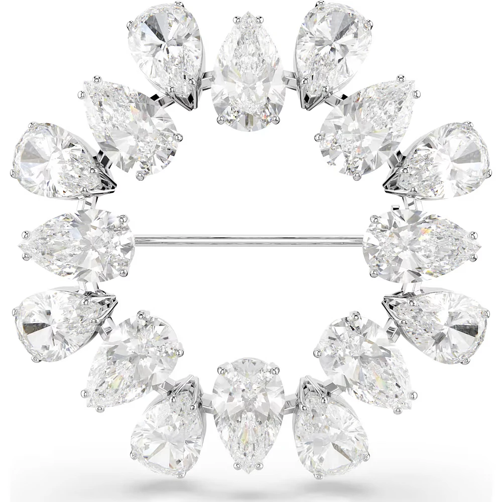 Swarovski - Matrix brooch, Pear cut, White, Rhodium plated 5714646
