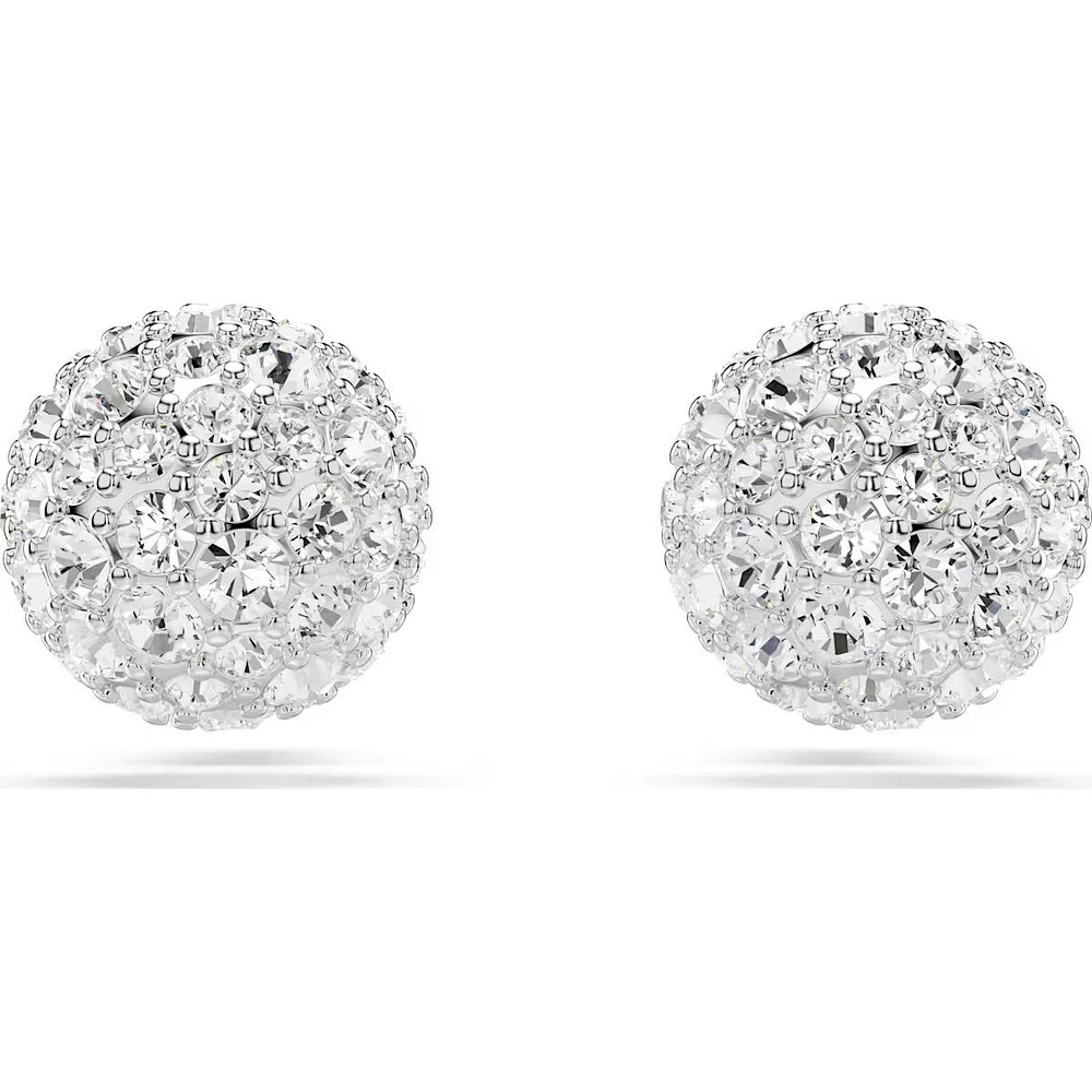 Swarovski - Dextera stud earrings, Round cut, White, Rhodium plated - 5700290
