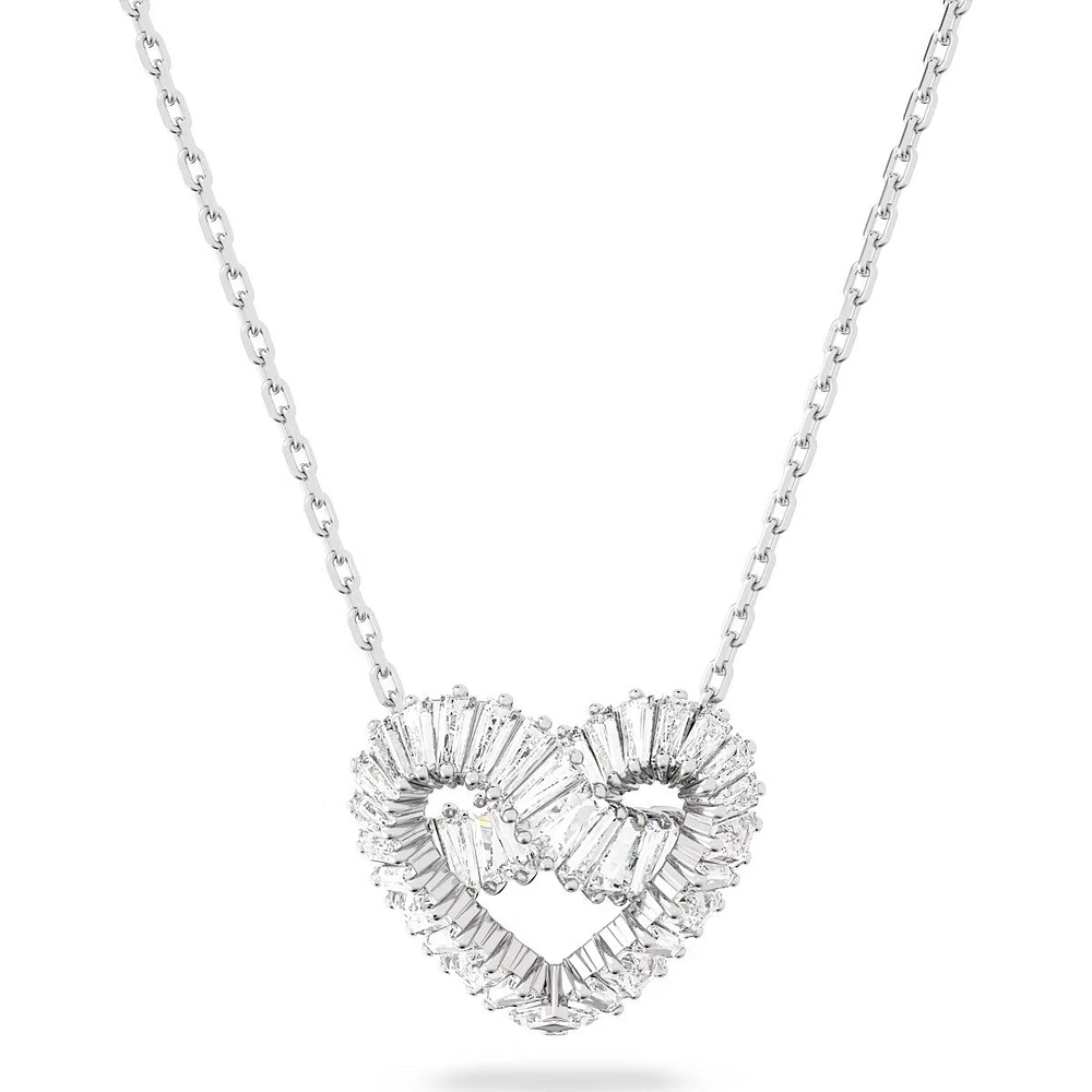 Swarovski Matrix Pendant, Mixed Cuts, Heart, White, Rhodium Plated - 5647924