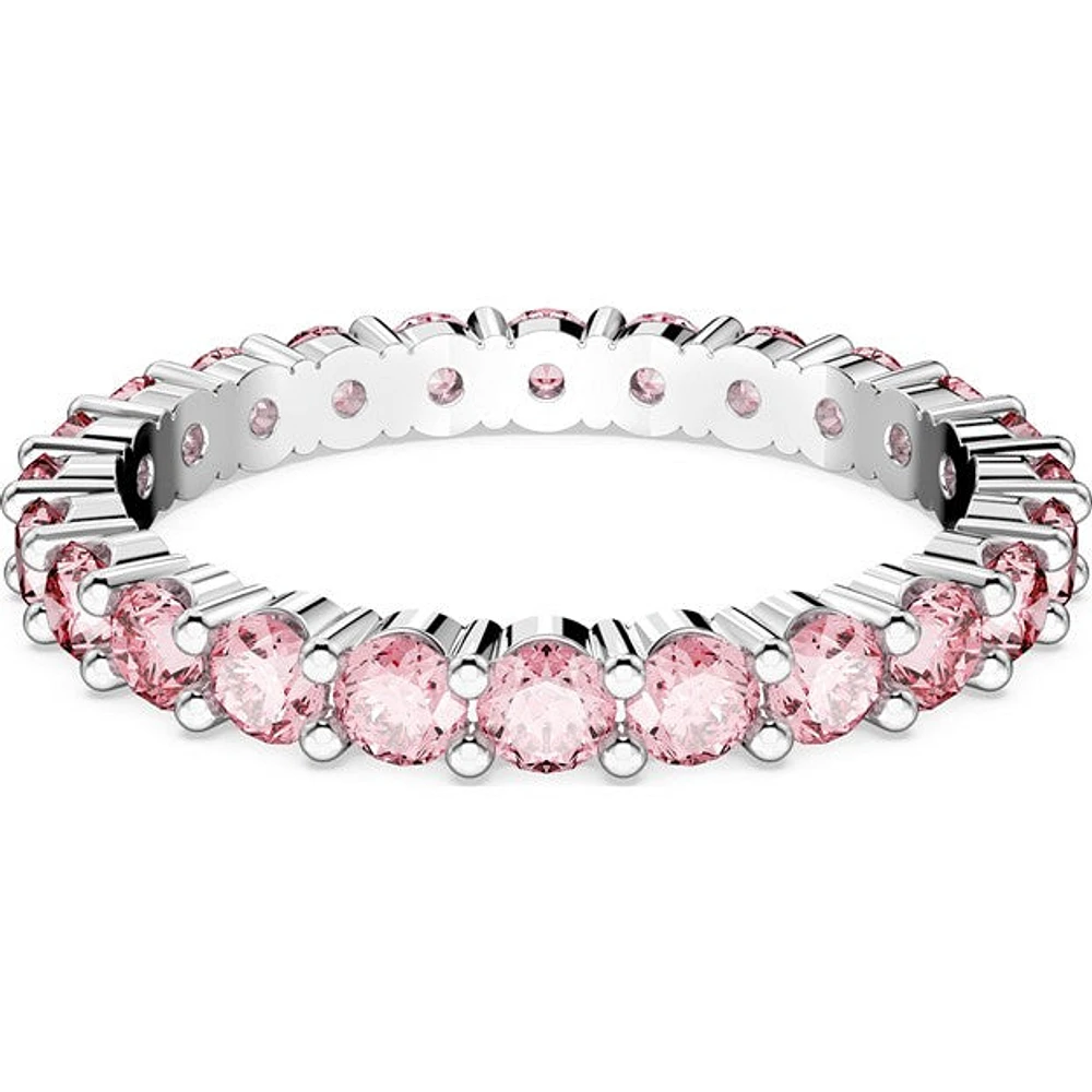 Swarovski Matrix ring, Round cut, Pink, Rhodium plated - 5658853