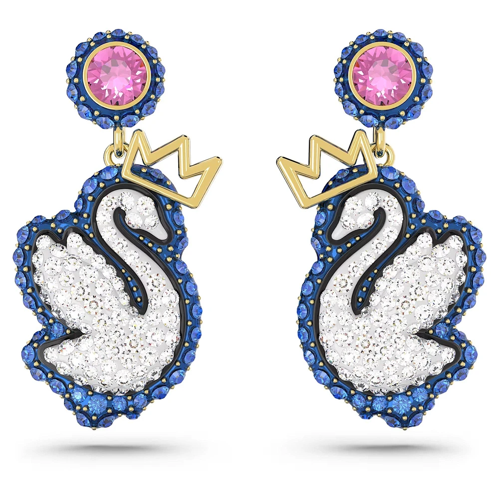 Swarovski - Swan drop earrings Swan, Blue, Gold-tone plated - 5649196 - Discontinued