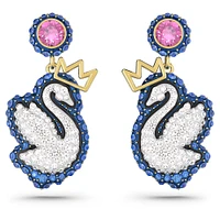 Swarovski - Swan drop earrings Swan, Blue, Gold-tone plated - 5649196 - Discontinued