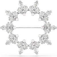 Swarovski Idyllia brooch, Mixed cuts, Snowflake, White, Rhodium plated - 5705397 - Discontinued