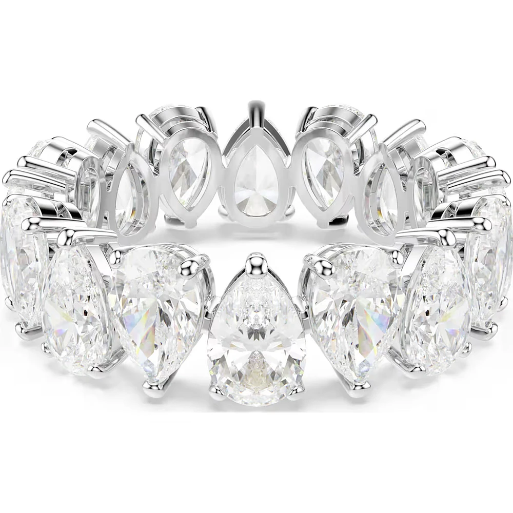 Matrix Vittore ring, Pear cut, White, Silver-tone finish - 52