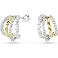 Swarovski - Hyperbola hoop earrings, Mixed cuts, Mini, White, Mixed metal finish - 5689718/5701590 (SS)