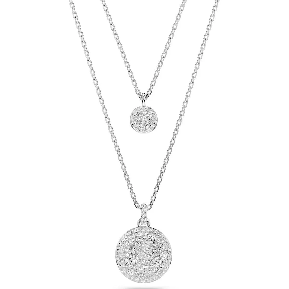 Swarovski Meteora layered pendant, White, Rhodium plated 5684244