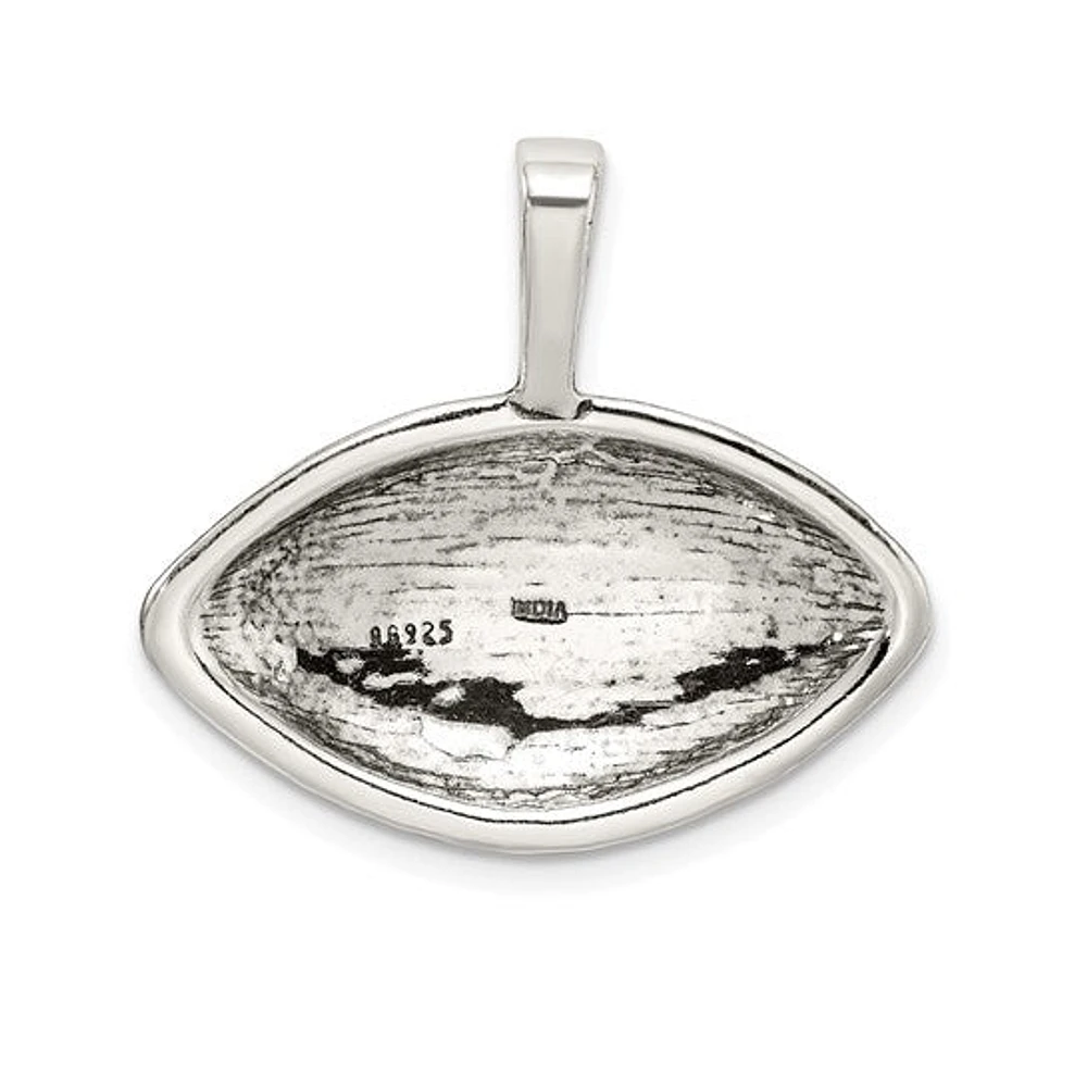 925 Sterling Silver Polished Finish Amercian Football Pendant - 17.15mm x 28.45mm