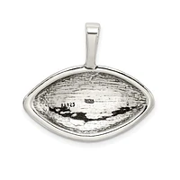 925 Sterling Silver Polished Finish Amercian Football Pendant - 17.15mm x 28.45mm