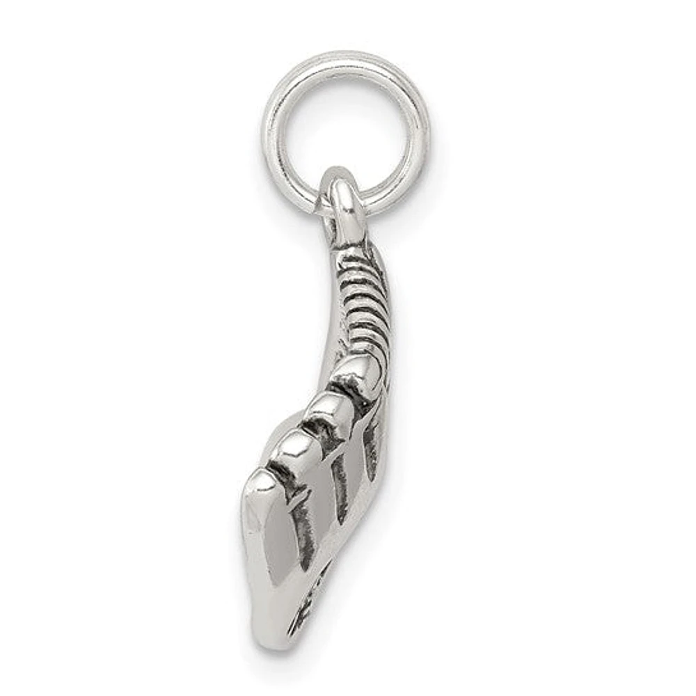 925 Sterling Silver Antique Finish Baseball Glove with Simulated Pearl Charm - 15.45mm x 15mm