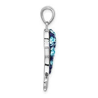 Sterling Silver Rhodium-plated Polished Crystal Dolphin Pendant