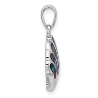 Sterling Silver Rhodium-plated Polished Abalone Shell Pendant