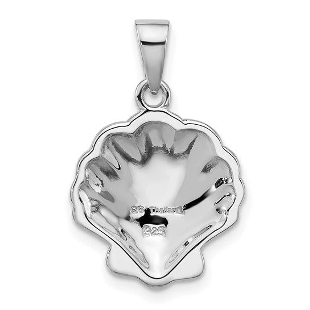 Sterling Silver Rhodium-plated Polished Abalone Shell Pendant