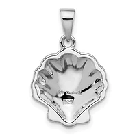 Sterling Silver Rhodium-plated Polished Abalone Shell Pendant