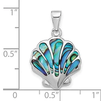 Sterling Silver Rhodium-plated Polished Abalone Shell Pendant