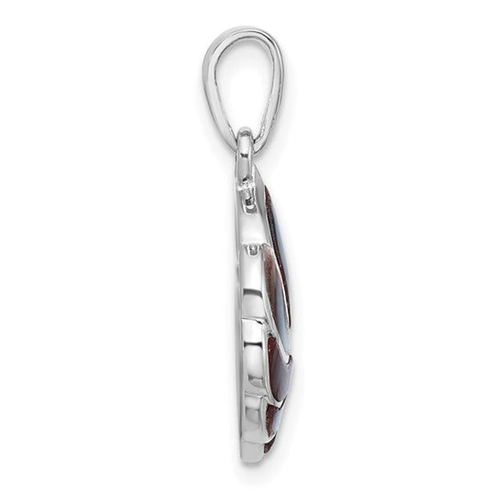 Sterling Silver Rhodium-plated Polished Abalone Swirl Shell Pendant