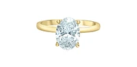 14K Yellow Gold 2.05Cttw Lab Grown Oval Cut Diamond Engagement Ring With Hidden Halo