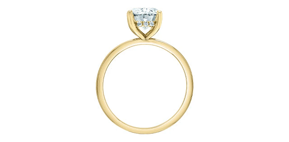 14K Yellow Gold 2.05Cttw Lab Grown Oval Cut Diamond Engagement Ring With Hidden Halo