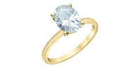 14K Yellow Gold 2.05Cttw Lab Grown Oval Cut Diamond Engagement Ring With Hidden Halo