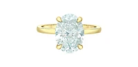 14K Yellow Gold 3.09Cttw Lab Grown Oval Cut Diamond Engagement Ring With Hidden Halo - / White
