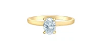 14K Yellow Gold 0.75Cttw Lab Grown Oval Cut Diamond Engagement Ring With Hidden Halo - / White