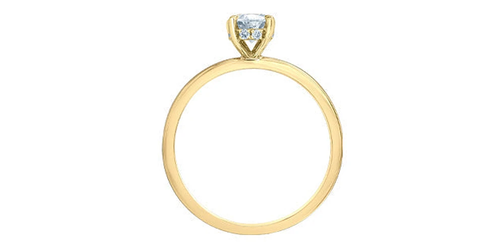 14K Yellow Gold 1.55Cttw Lab Grown Oval Cut Diamond Engagement Ring With Hidden Halo - / White