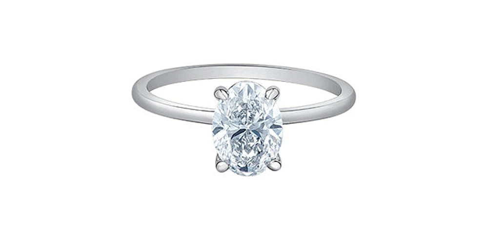 14K Lab Grown 0.50-3.00cttw Four Claw Diamond Ring - Gold / Carat Weight Round Brilliant