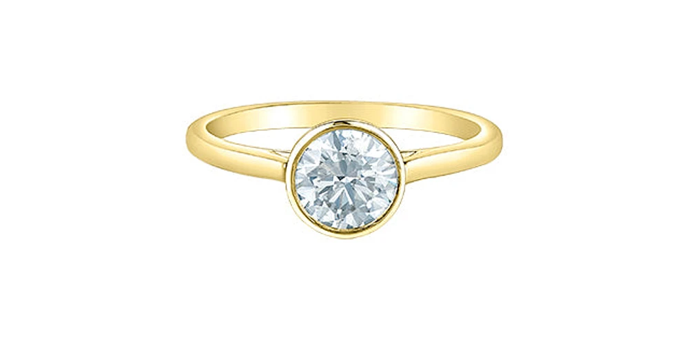 14K Yellow Gold Cttw Lab Grown Round Cut Diamond Engagement Ring