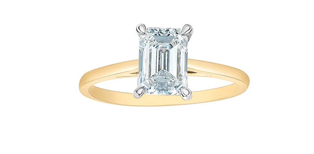 14K Lab Grown 0.50-3.00cttw Four Claw Diamond Ring - Gold / Carat Weight Round Brilliant