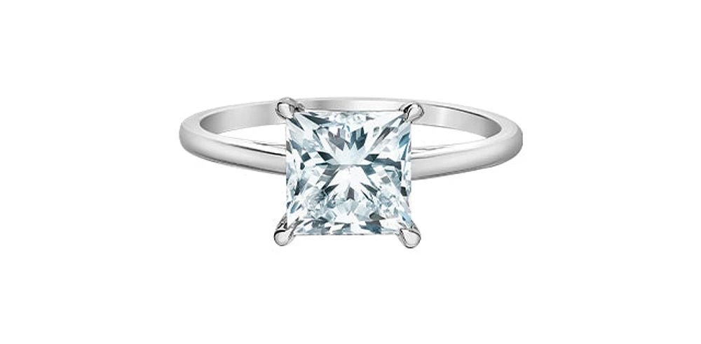 14K Lab Grown 0.50-3.00cttw Four Claw Diamond Ring - Gold / Carat Weight Round Brilliant