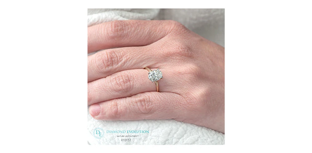 14K Yellow Gold 1.00cttw Lab Grown Oval Diamond Engagement Ring - /