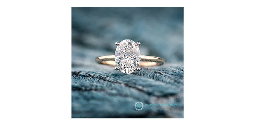 14K Yellow Gold 1.00cttw Lab Grown Oval Diamond Engagement Ring - /