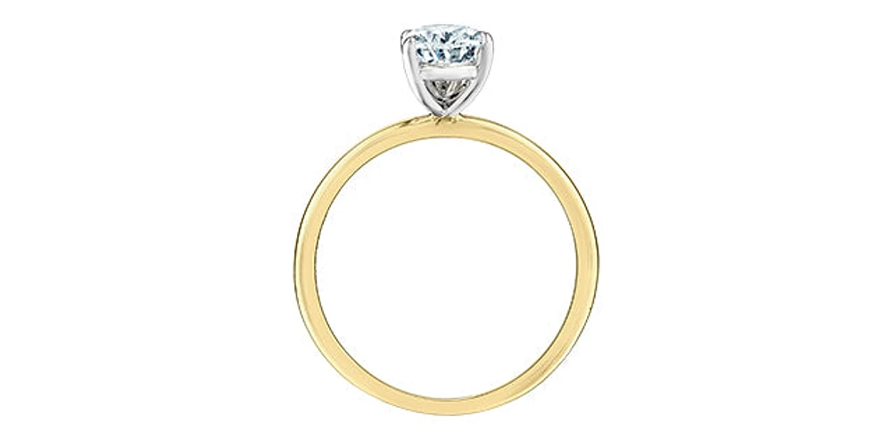14K Lab Grown Pear Shape Five Claw Diamond Ring
