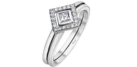 10K White Gold 0.16cttw Princess Cut Canadian Diamond Ring