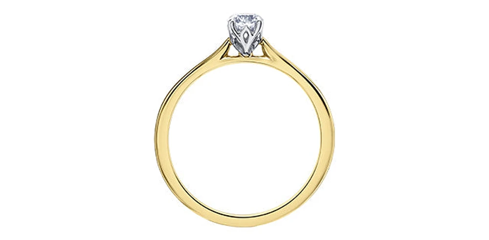 18K Yellow Gold 0.20cttw Canadian Diamond Engagement Ring, 6.5 - / White