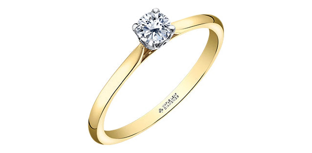 18K Yellow Gold 0.20cttw Canadian Diamond Engagement Ring, 6.5 - / White