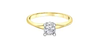 10K Yellow Gold 0.18Cttw Round Cut Illusion Set Diamond Engagement Ring - / White