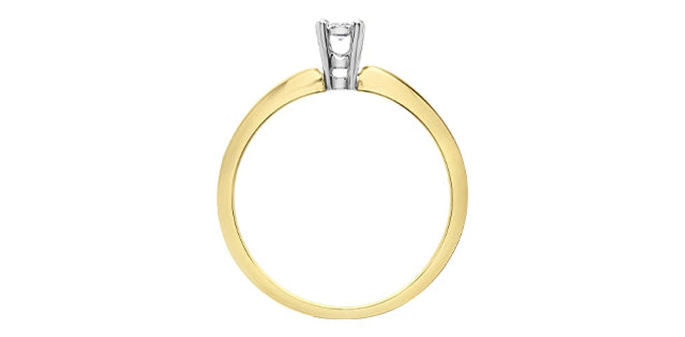 10K Yellow Gold 0.05Cttw Round Cut Illusion Set Diamond Engagement Ring - / White