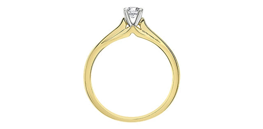 14K Yellow & White Gold 0.20cttw Canadian Diamond Engagement Ring