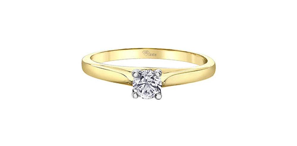 14K Yellow & White Gold 0.30cttw Canadian Diamond Engagement Ring