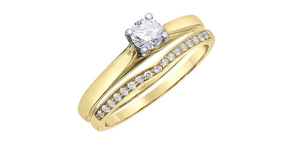 14K Yellow & White Gold 0.30cttw Canadian Diamond Engagement Ring
