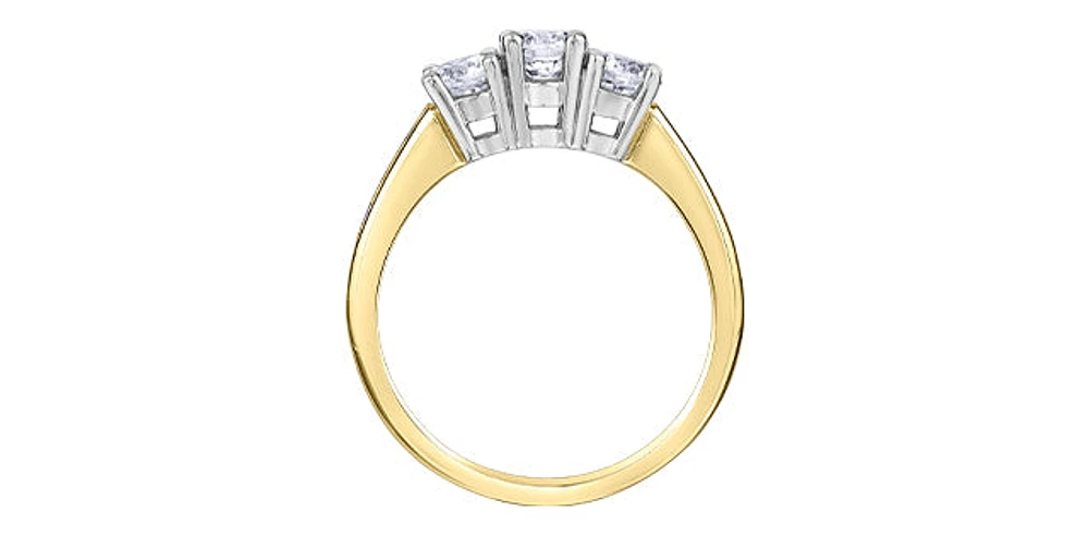 14K Yellow & White Gold 1.00cttw Diamond Engagement Ring