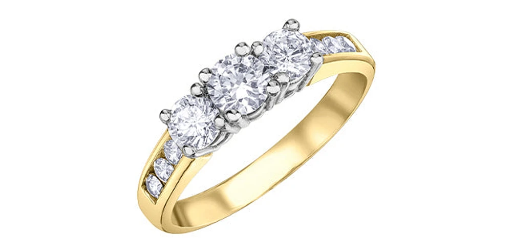 14K Yellow & White Gold 1.00cttw Diamond Engagement Ring