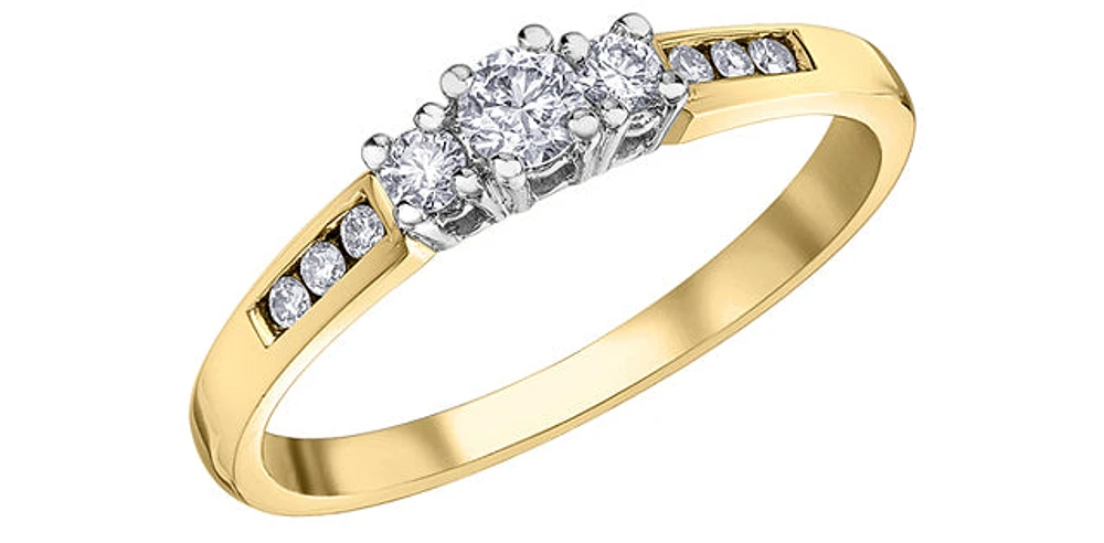 14K Yellow & White Gold 0.33cttw Diamond Engagement Ring
