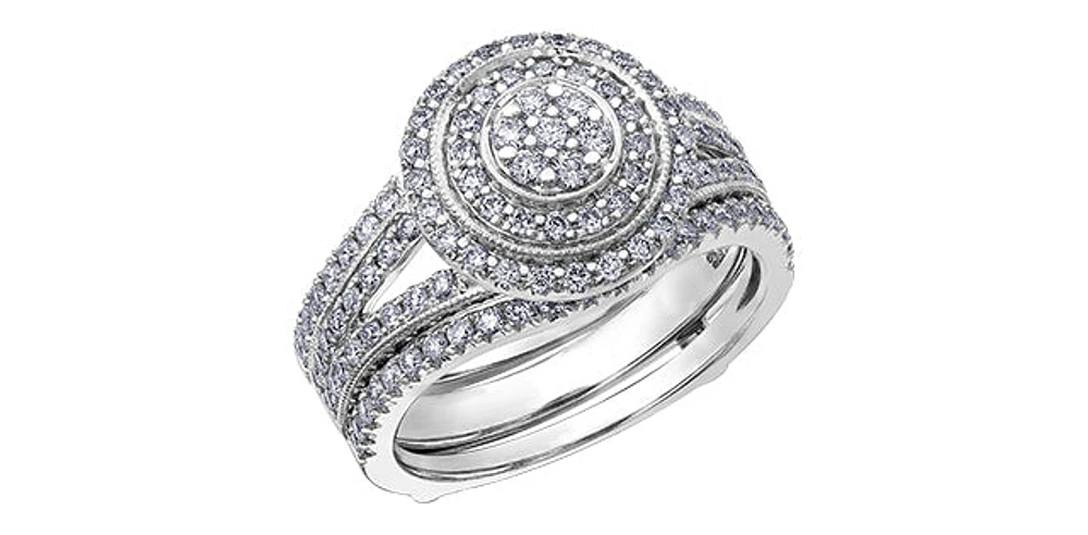 14K White Gold 0.66cttw Diamond Halo Engagement Ring - 4.5 / 14K Rose Gold