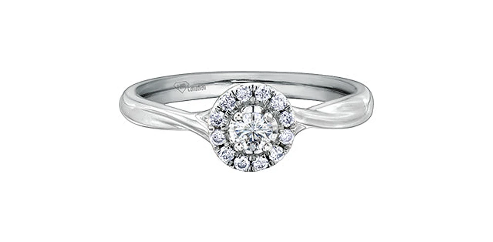 10K White Gold 0.20cttw Canadian Diamond Engagement Ring