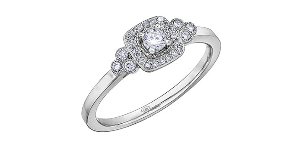 10K White Gold 0.23cttw Canadian Diamond Engagement Ring
