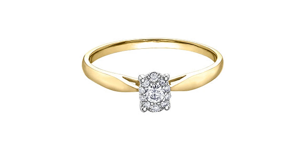 10K Yellow & White Gold 0.11cttw Diamond Engagement Ring